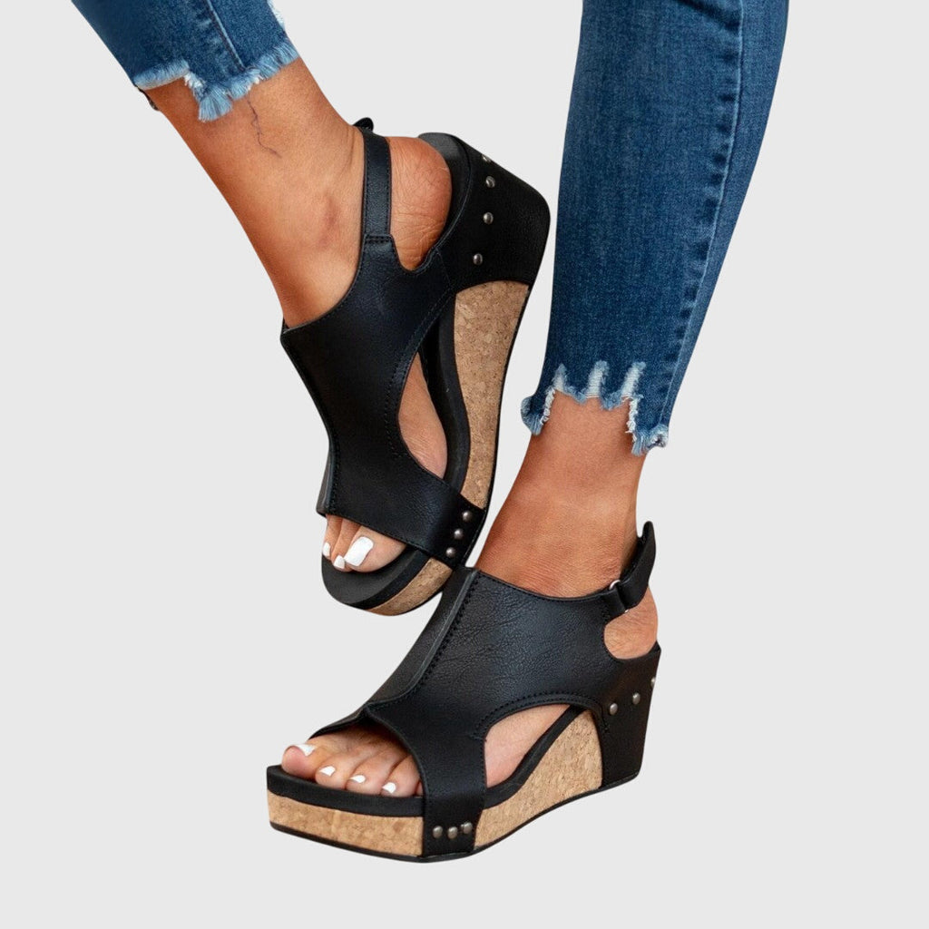 Sandales Compensées Femme Semelle Rembourrée Boucle Réglable Casual Été - Hiverline