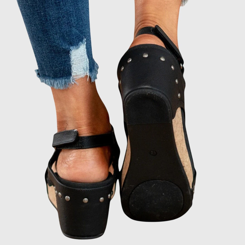 Sandales Compensées Femme Semelle Rembourrée Boucle Réglable Casual Été - Hiverline