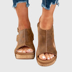 Sandales Compensées Femme Semelle Rembourrée Boucle Réglable Casual Été - Hiverline