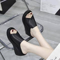 Sandales Femme à Talon Compensé Slip-On Cuir Casual Confort - Hiverline