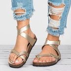 Sandales Femme Lanières Croisées Boucle Confort Été Vacances Casual - Hiverline