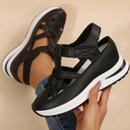 Sandales Femme Plateforme Compensée Velcro Bout Fermé Casual Été - Hiverline