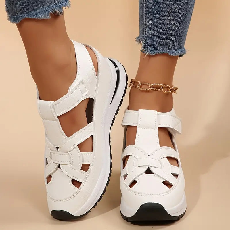 Sandales Femme Plateforme Compensée Velcro Bout Fermé Casual Été - Hiverline
