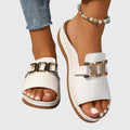 Sandales Femme Slip-On Bout Ouvert à Boucle Dorée Plates Casual Été - Hiverline