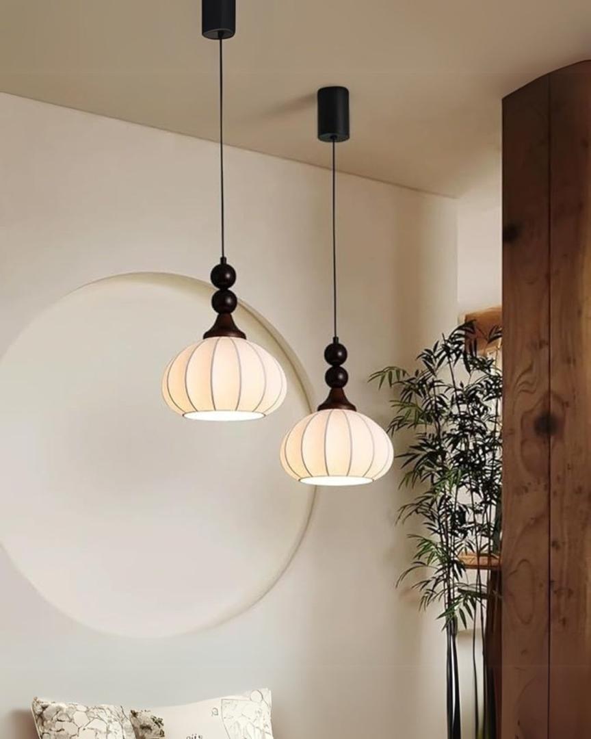 Plafonnier Suspension LED en Soie Tricolore | Hauteur Ajustable