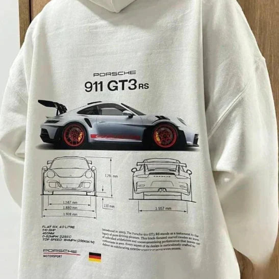 Sweat à Capuche Unisexe Imprimé Voiture de Sport Porsche 911 GT3 RS Streetwear Casual - Hiverline