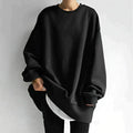 Sweat Femme Oversize Col Rond Long Pull Décontracté Casual Quotidien - Hiverline