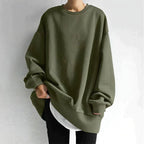 Sweat Femme Oversize Col Rond Long Pull Décontracté Casual Quotidien - Hiverline