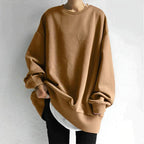Sweat Femme Oversize Col Rond Long Pull Décontracté Casual Quotidien - Hiverline