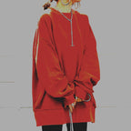 Sweat Femme Oversize Col Rond Long Pull Décontracté Casual Quotidien - Hiverline