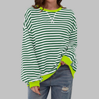 Sweat-shirt Femme Rayé Col Rond Manches Longues Oversize Casual - Hiverline