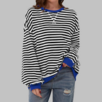 Sweat-shirt Femme Rayé Col Rond Manches Longues Oversize Casual - Hiverline
