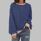 Sweat-shirt Femme Rayé Col Rond Manches Longues Oversize Casual - Hiverline