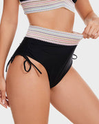 Bikini Deux Pièces Femme Taille Haute Gainante Colorblock Froncé Bretelles Réglables Coques Plage Piscine Vacances Été – Colorina