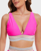 Bikini Deux Pièces Femme Taille Haute Gainante Colorblock Froncé Bretelles Réglables Coques Plage Piscine Vacances Été – Colorina