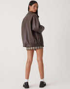 Veste en Cuir PU Femme Coupe Oversize Bomber Casual Automne Hiver - Hiverline