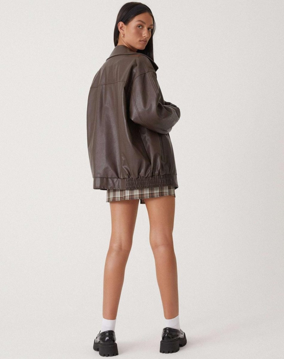 Veste en Cuir PU Femme Coupe Oversize Bomber Casual Automne Hiver - Hiverline