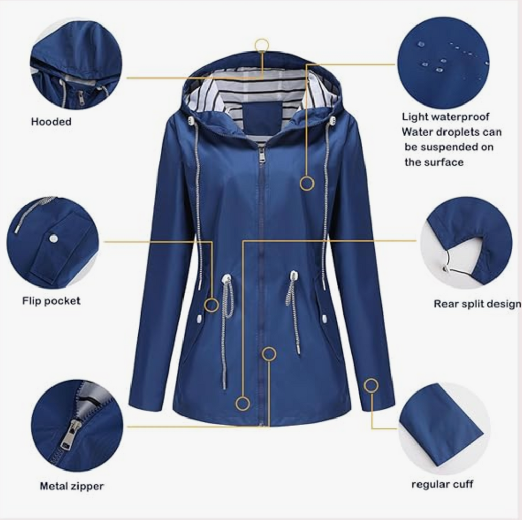 Veste Femme à Capuche Zippée avec Cordon de Serrage - Hiverline
