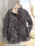 Veste Femme à Imprimé Fleurs Sauvages Matelassage en Losanges Col Montant - Hiverline