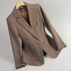 Veste Femme à Revers Cranté – un Bouton, Motif Chevron Tissé - Hiverline