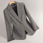 Veste Femme à Revers Cranté – un Bouton, Motif Chevron Tissé - Hiverline