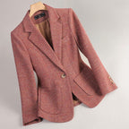 Veste Femme à Revers Cranté – un Bouton, Motif Chevron Tissé - Hiverline