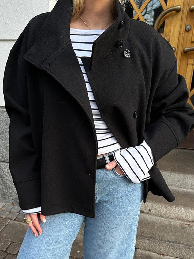 Veste Femme Col Montant Boutonnée Oversize Casual Hiver - Hiverline