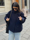 Veste Femme Col Montant Boutonnée Oversize Casual Hiver - Hiverline