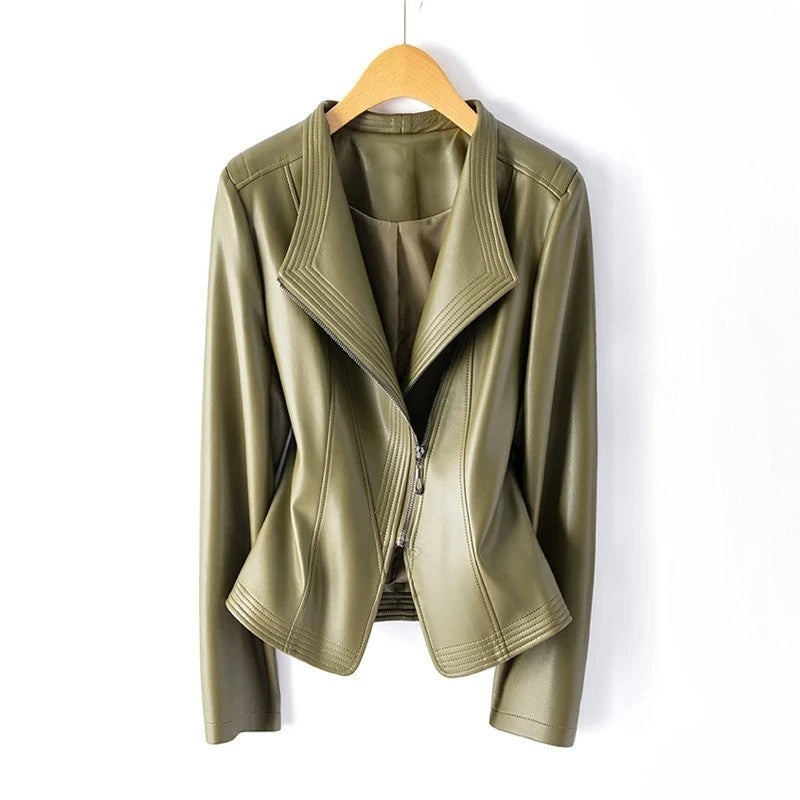 Veste Femme Courte à Col Cranté Évasé et Fermeture Éclair - Hiverline