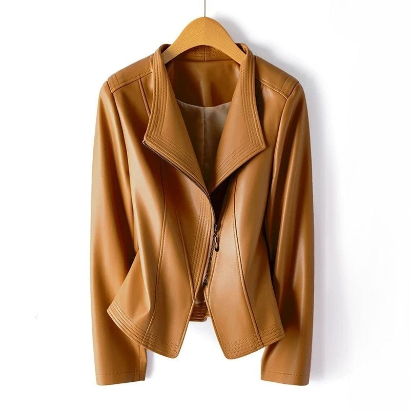 Veste Femme Courte à Col Cranté Évasé et Fermeture Éclair - Hiverline