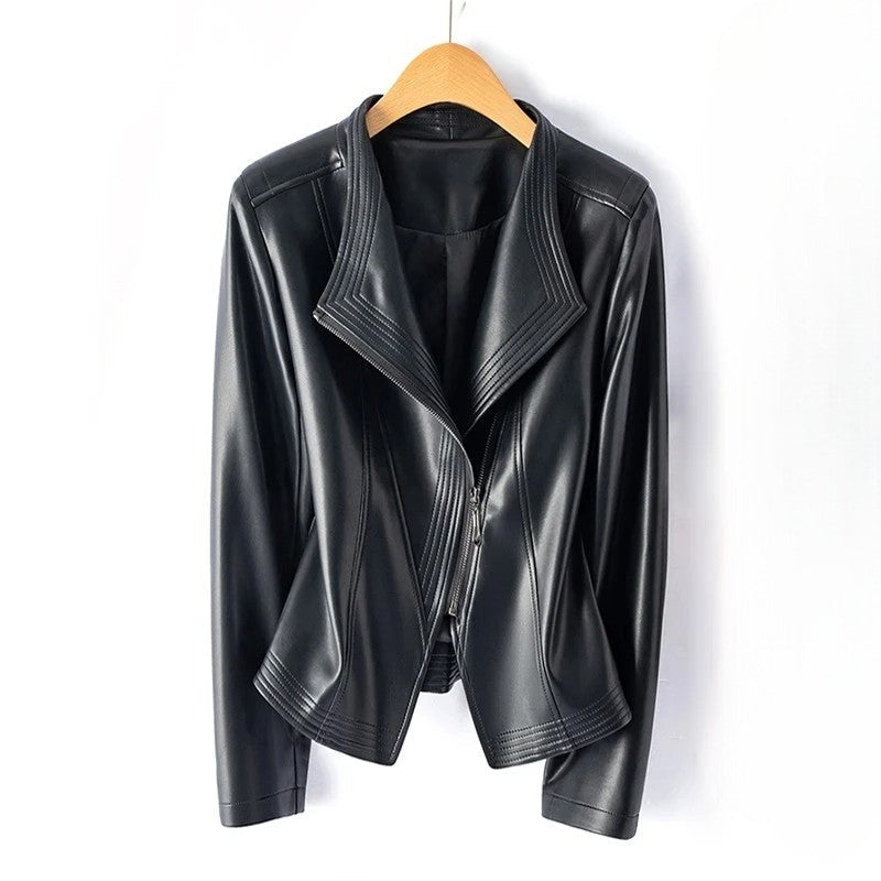 Veste Femme Courte à Col Cranté Évasé et Fermeture Éclair - Hiverline