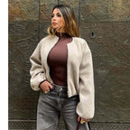 Veste Femme Courte à Fermeture Éclair et Manches Ballons - Hiverline