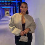 Veste Femme Courte à Fermeture Éclair et Manches Ballons - Hiverline