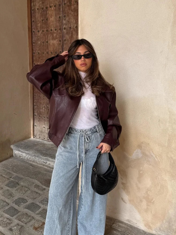 Veste Femme Courte Oversize à Fermeture Éclair - Hiverline