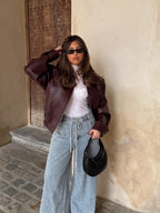 Veste Femme Courte Oversize à Fermeture Éclair - Hiverline