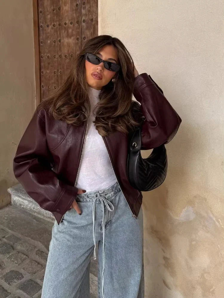 Veste Femme Courte Oversize à Fermeture Éclair - Hiverline