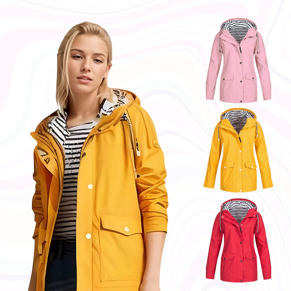 Veste Femme Imperméable à Capuche Coupe-Vent Randonnée Outdoor Légère - Hiverline