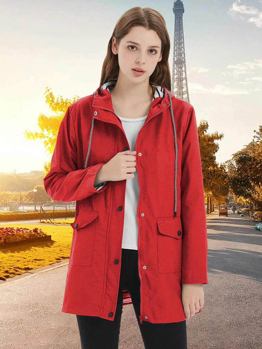 Veste Femme Imperméable à Capuche Coupe-Vent Randonnée Outdoor Légère - Hiverline