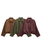 Veste Femme Oversize à Col Rabattu et Fermeture Zippée - Hiverline