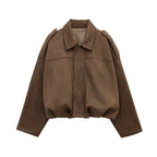 Veste Femme Oversize à Col Rabattu et Fermeture Zippée - Hiverline