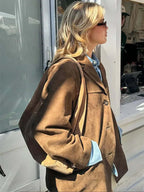 Veste Femme Oversize en Daim Blazer Casual Automne Hiver - Hiverline