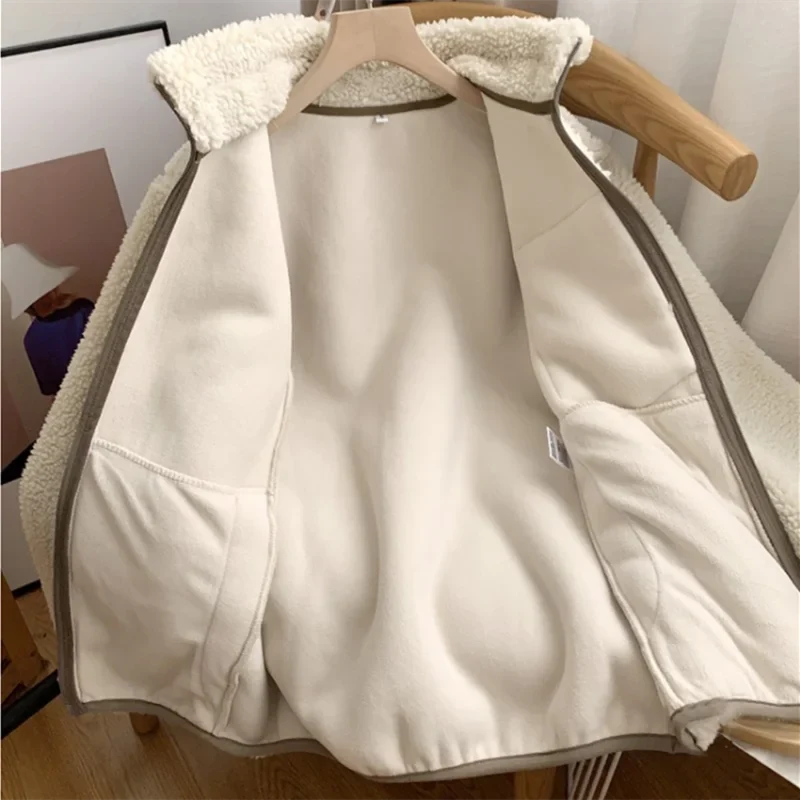 Veste Femme Teddy Sherpa Zippée Col Montant Hiver Casual Oversize - Hiverline