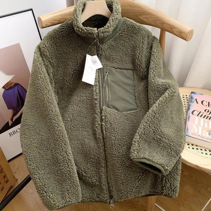 Veste Femme Teddy Sherpa Zippée Col Montant Hiver Casual Oversize - Hiverline