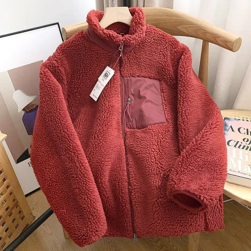 Veste Femme Teddy Sherpa Zippée Col Montant Hiver Casual Oversize - Hiverline