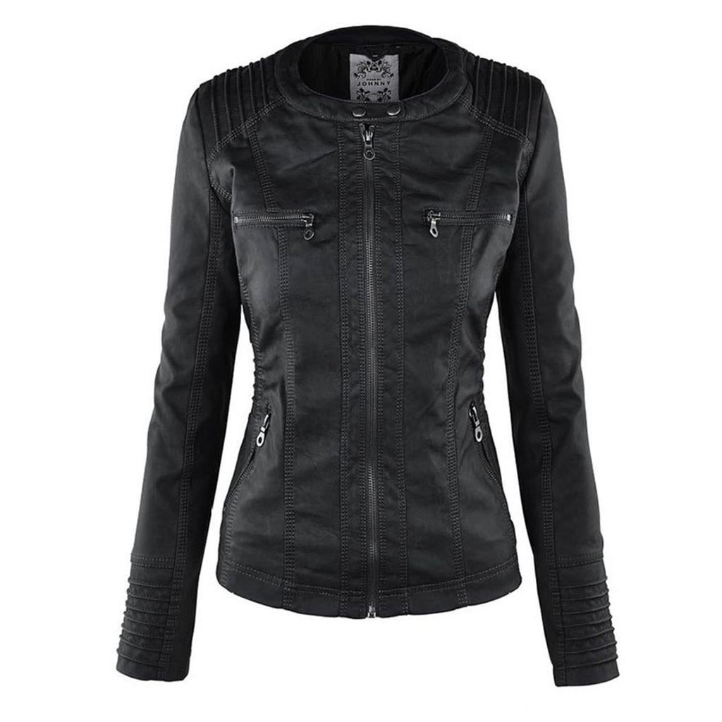 Veste Femme Zippée à Capuche Moto Biker Casual Automne Hiver - Hiverline