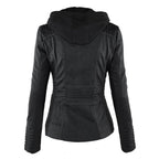 Veste Femme Zippée à Capuche Moto Biker Casual Automne Hiver - Hiverline