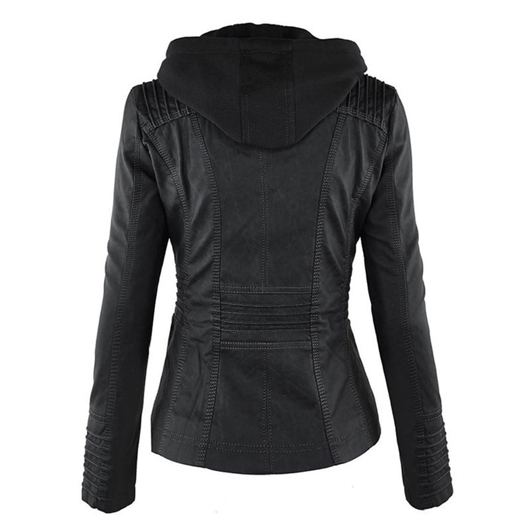 Veste Femme Zippée à Capuche Moto Biker Casual Automne Hiver - Hiverline