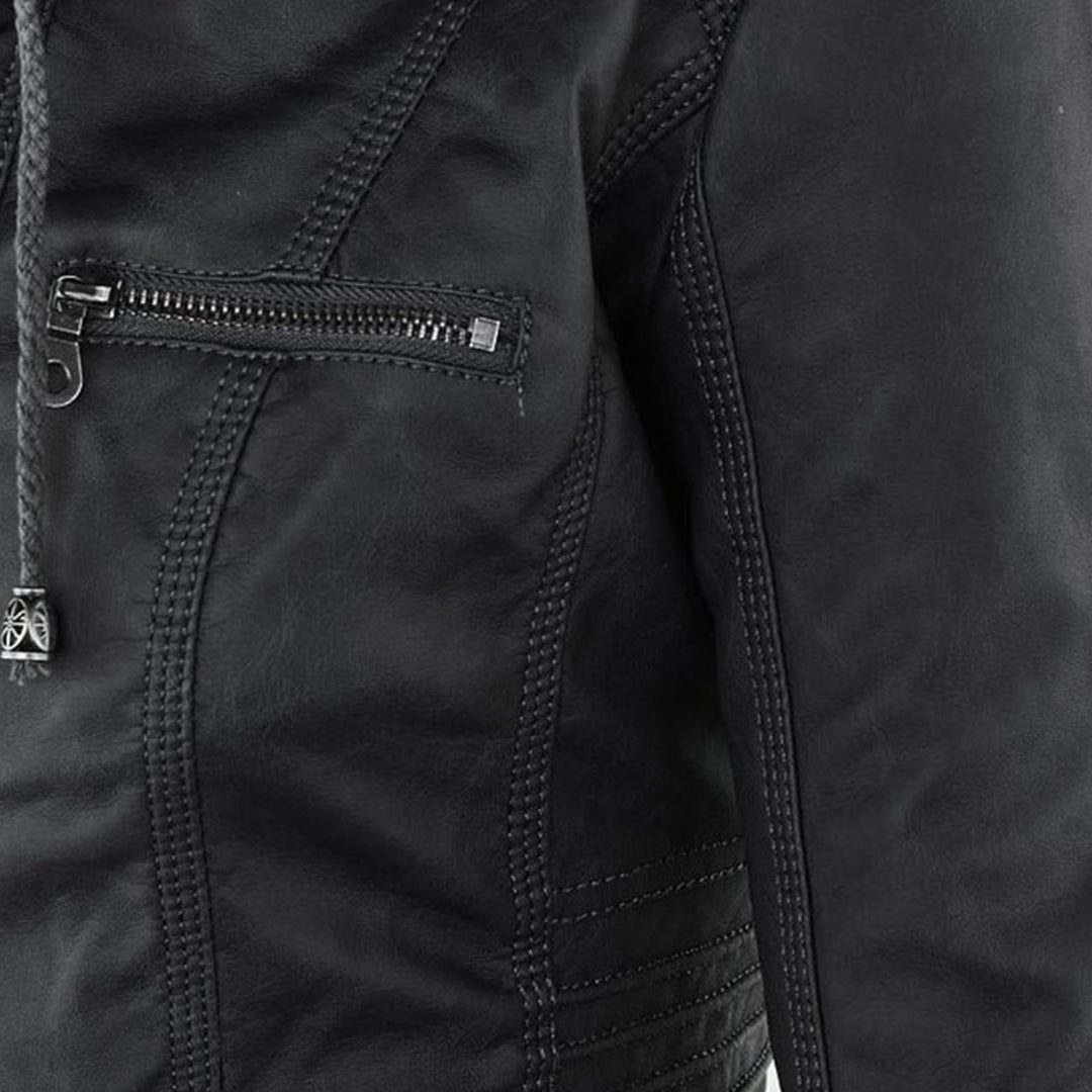 Veste Femme Zippée à Capuche Moto Biker Casual Automne Hiver - Hiverline