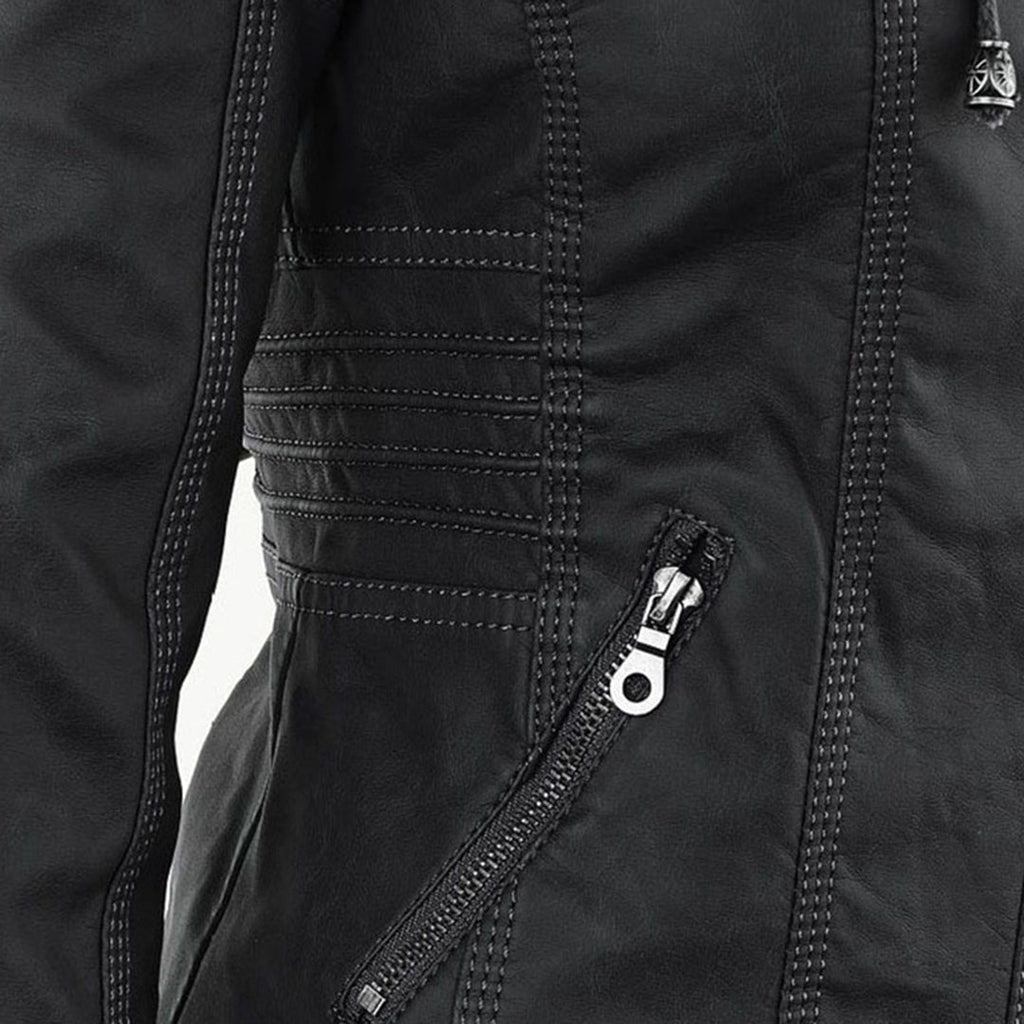 Veste Femme Zippée à Capuche Moto Biker Casual Automne Hiver - Hiverline