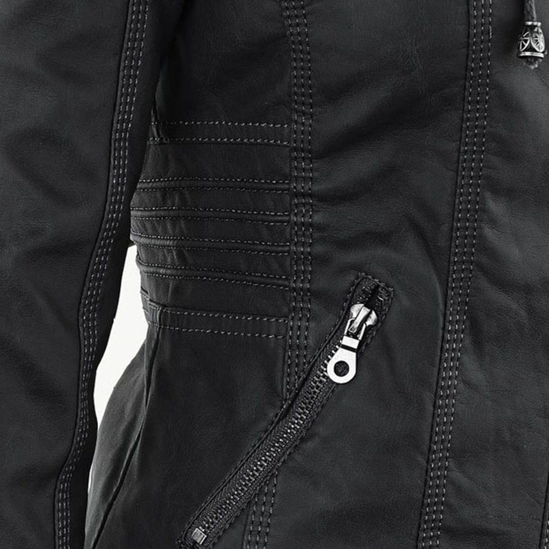 Veste Femme Zippée à Capuche Moto Biker Casual Automne Hiver - Hiverline